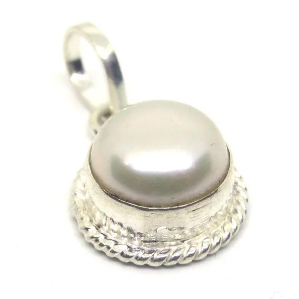Natural Pearl Pendant Designed in Pure Silver