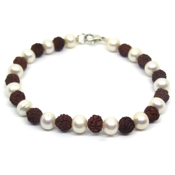Rudraksha and Pearl Bracelet