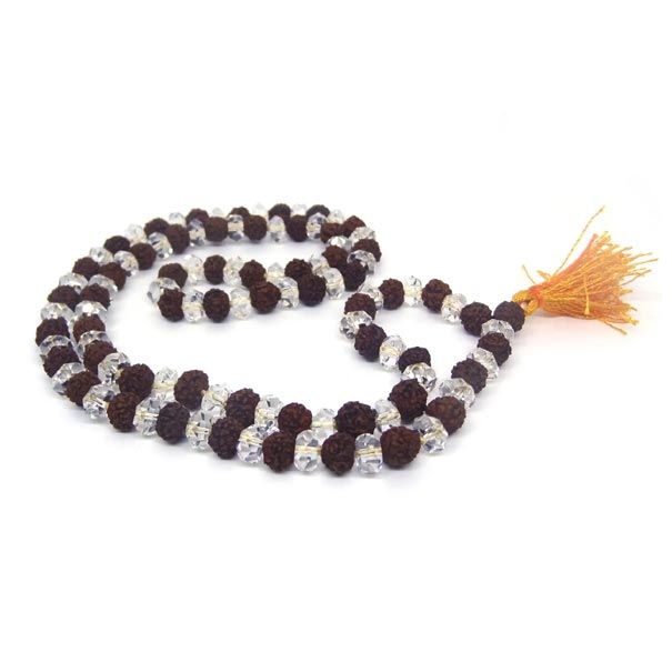 Rudraksha and Diamond Cut Sphatik Mala